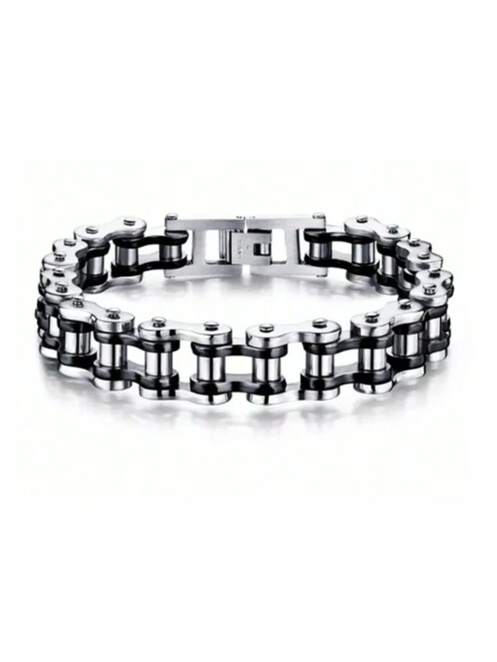 black accent bike chain style - Bracelet - Stainless Steel - 8.5